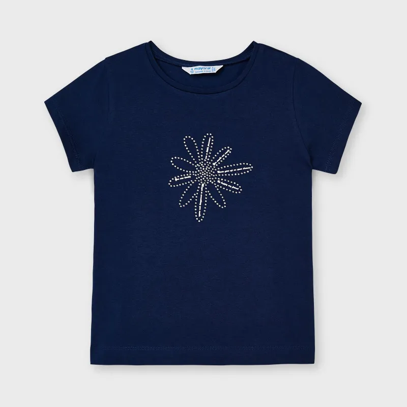 Blusa Flor Apliques Azul