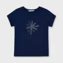 Blusa Flor Apliques Azul