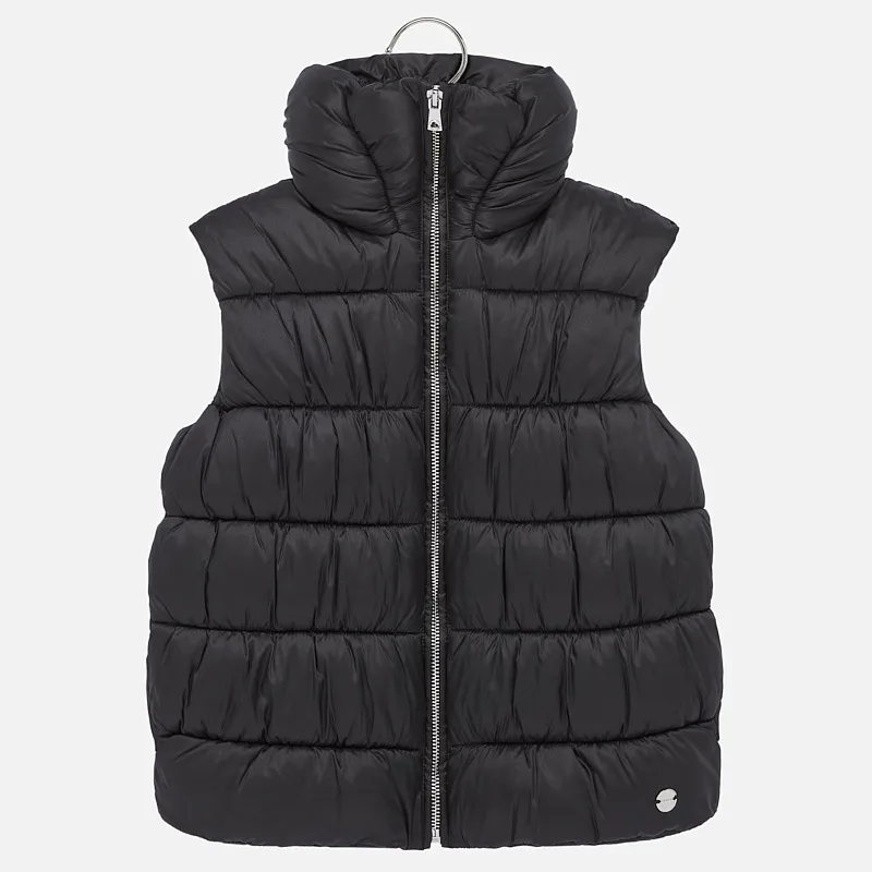[7307] Chaleco Negro Abullonado