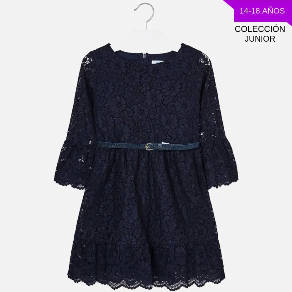 [7930] Vestido Hojarrota Azul + Cinturón
