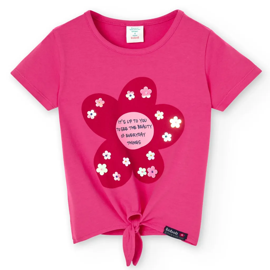 Blusa Nudo Fucsia Apliques