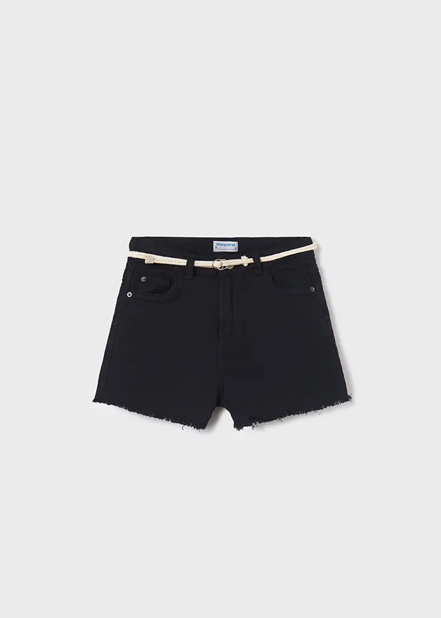 [275] Short Jean Negro con Cinturón Niña