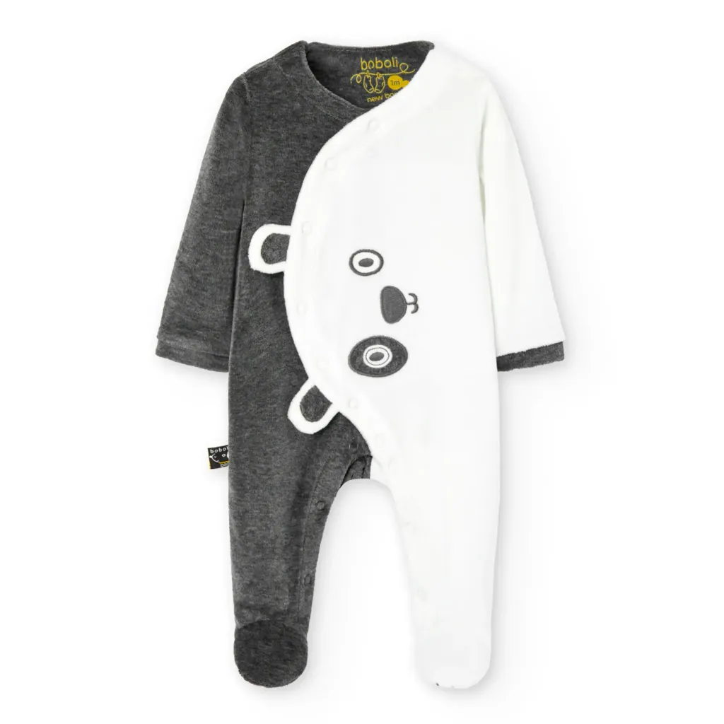 [137045] Pijama Unisex Blanco-Gris (12M)