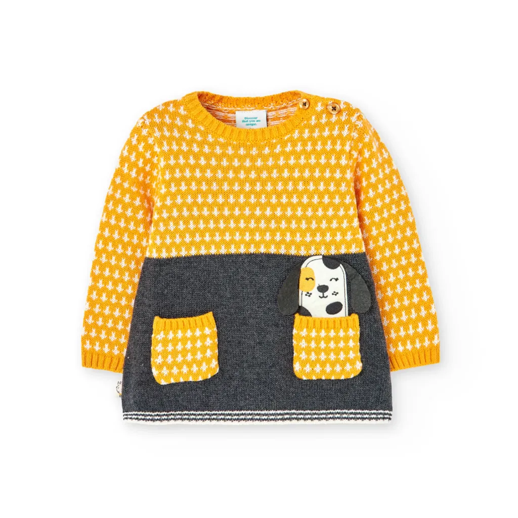 [137090] Vestido Tejido Amarillo Perrito