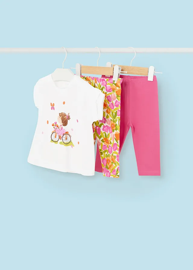 [1737] Conjunto 3 Piezas Leggings Flores