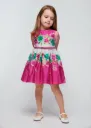 Vestido Fucsia Flores con Cinturón