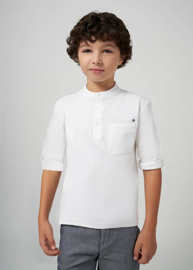 [6126] Polo Blanco sin Cuello