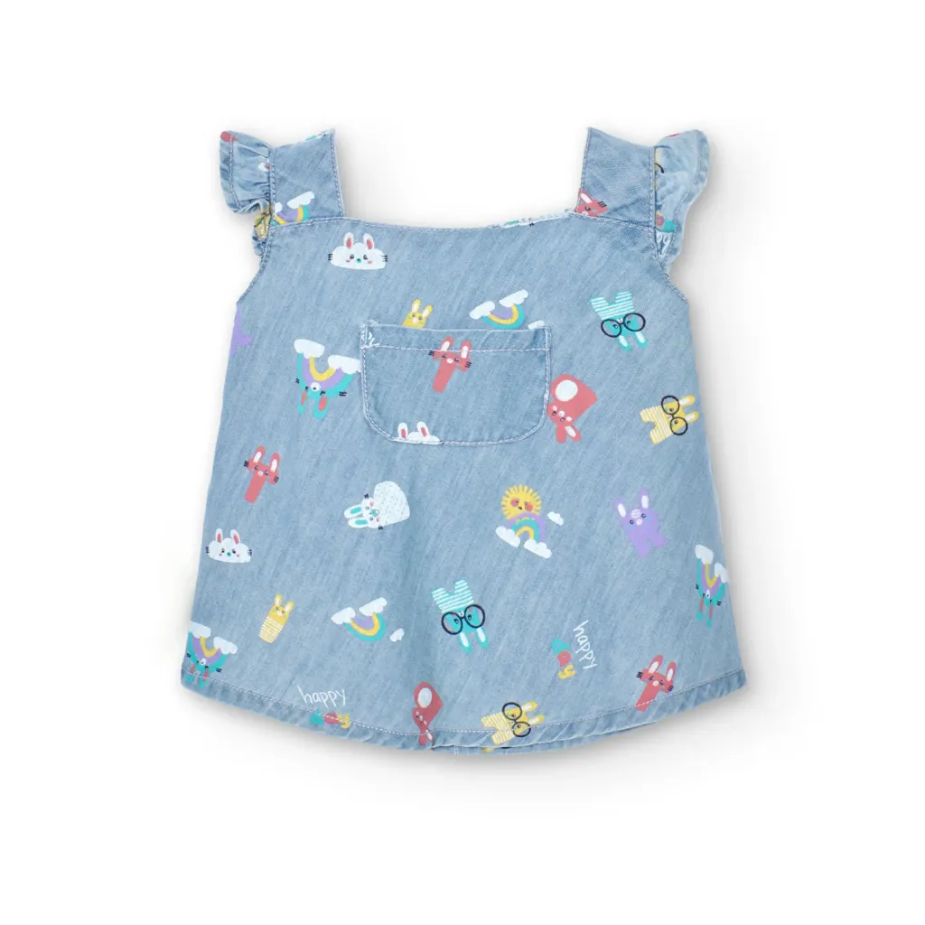 [118033] Vestido Denim Estampado