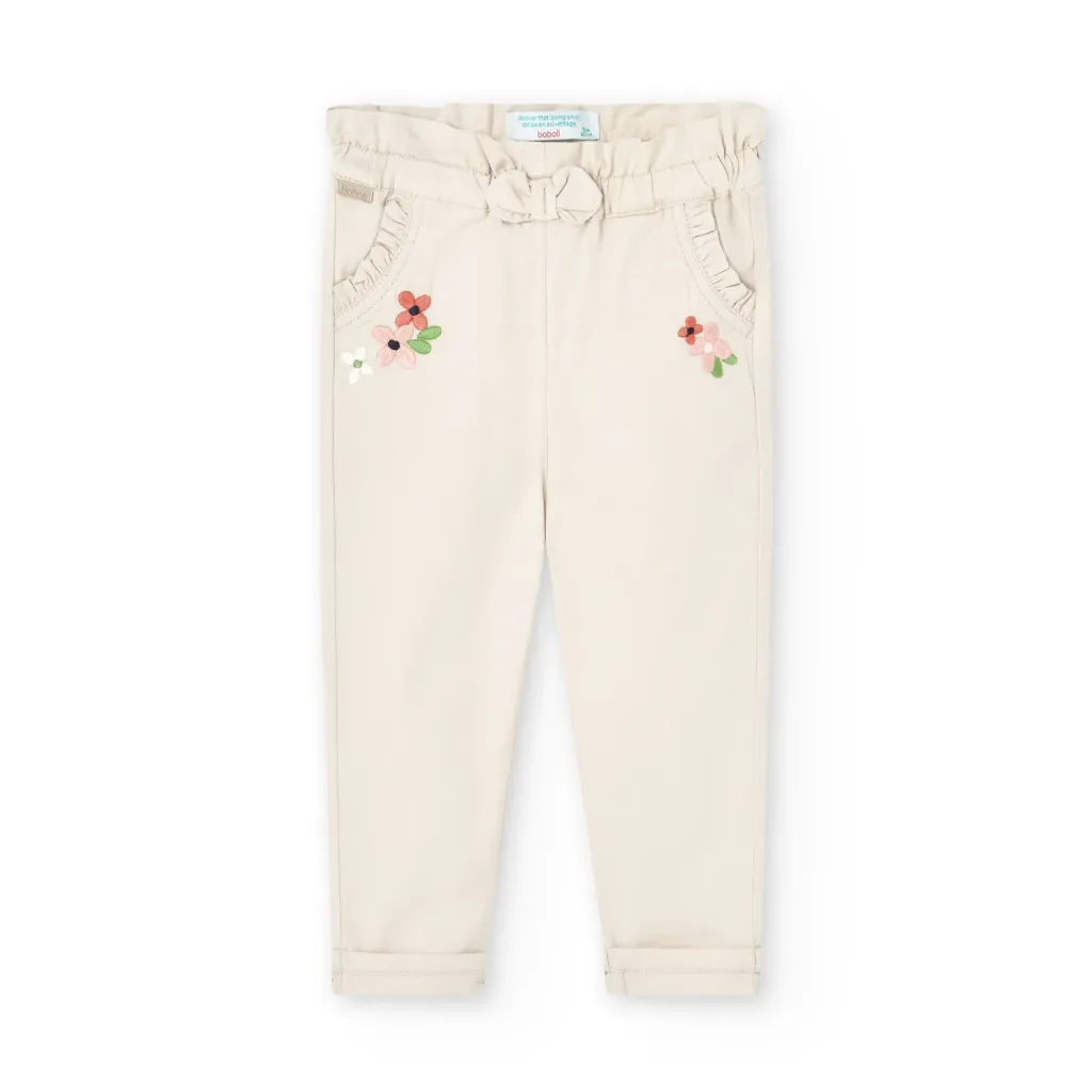 [228013] Jogger Beige Bordado
