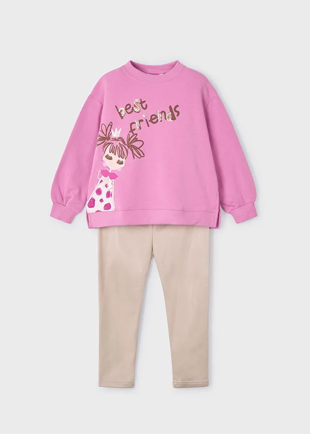 [4708] Conjunto Saco Rosa y Leggings Metalizado