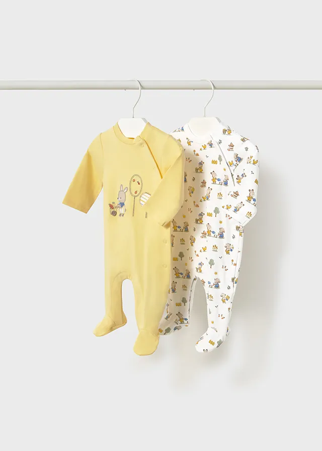 [1709] Pijama Enteriza Amarilla/ Blanca Conejitos
