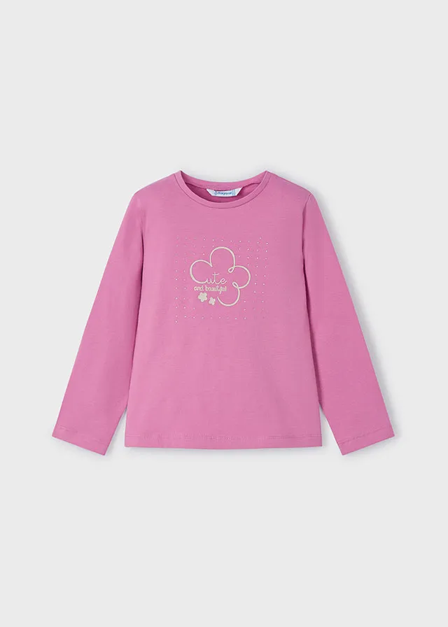 Blusa Manga Larga Rosa con Brillantes