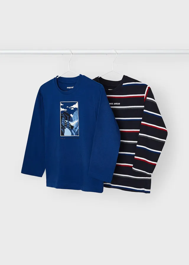 Camiseta Azul/ Rayas Estampado