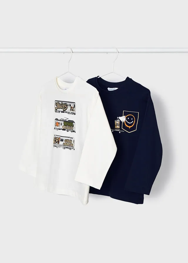 Camiseta Azul/Blanco Estampado