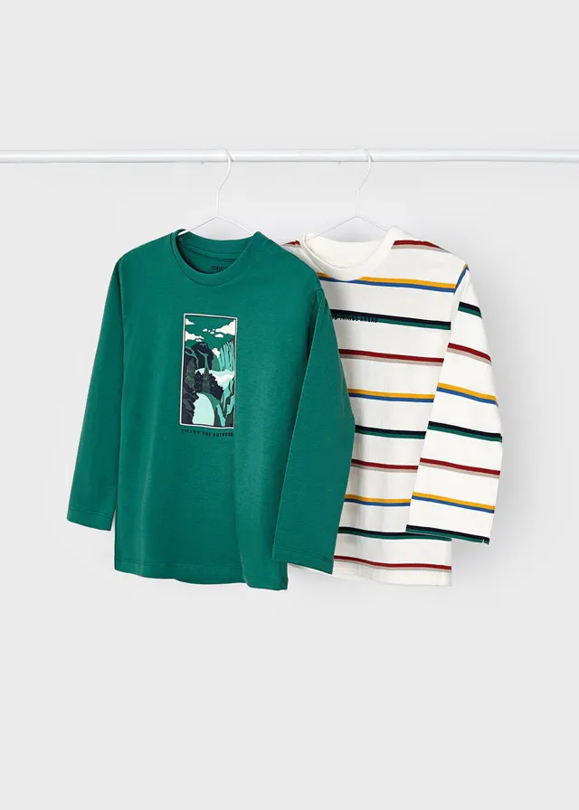 Camiseta Rayas/ Verde Estampado