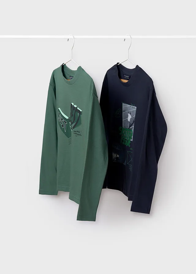 [7073] Camiseta Verde/ Azul Oscuro (10)