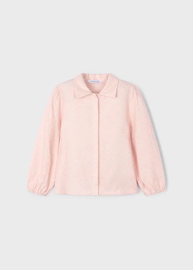 Camisa Rosa Puntos Brillantes