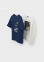 Camiseta Azul/ Crudo Skate