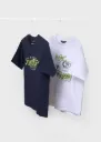 Camiseta Blanca/ Azul Letras Relieve