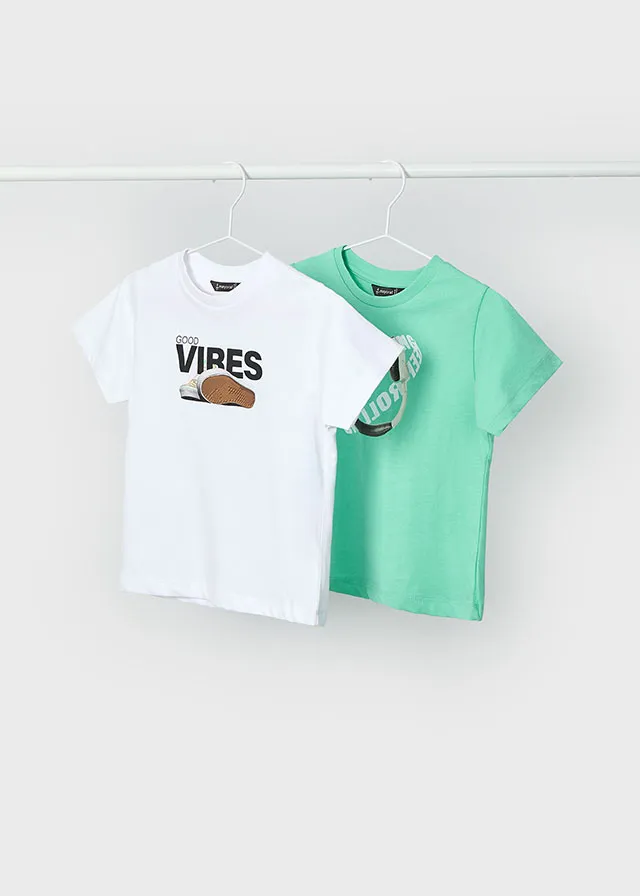 Camiseta Blanca/ Turquesa Vibes