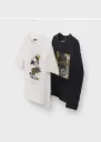 Camiseta Crudo/ Negro Skate