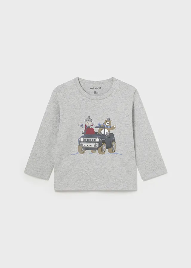 Camiseta Gris Manga Larga Carrito