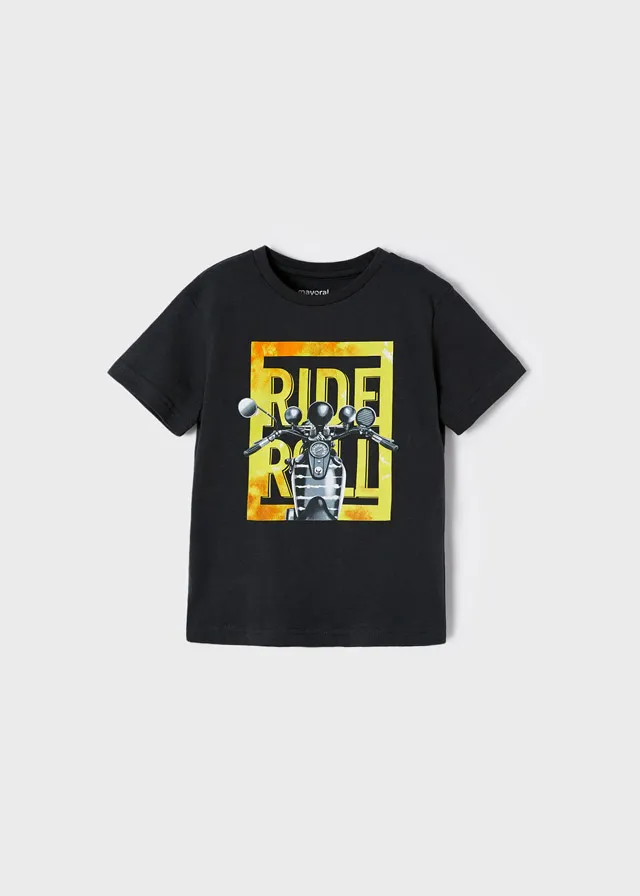 Camiseta Negra Moto Niño