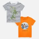 Camiseta Naranja/ Rayas Surf