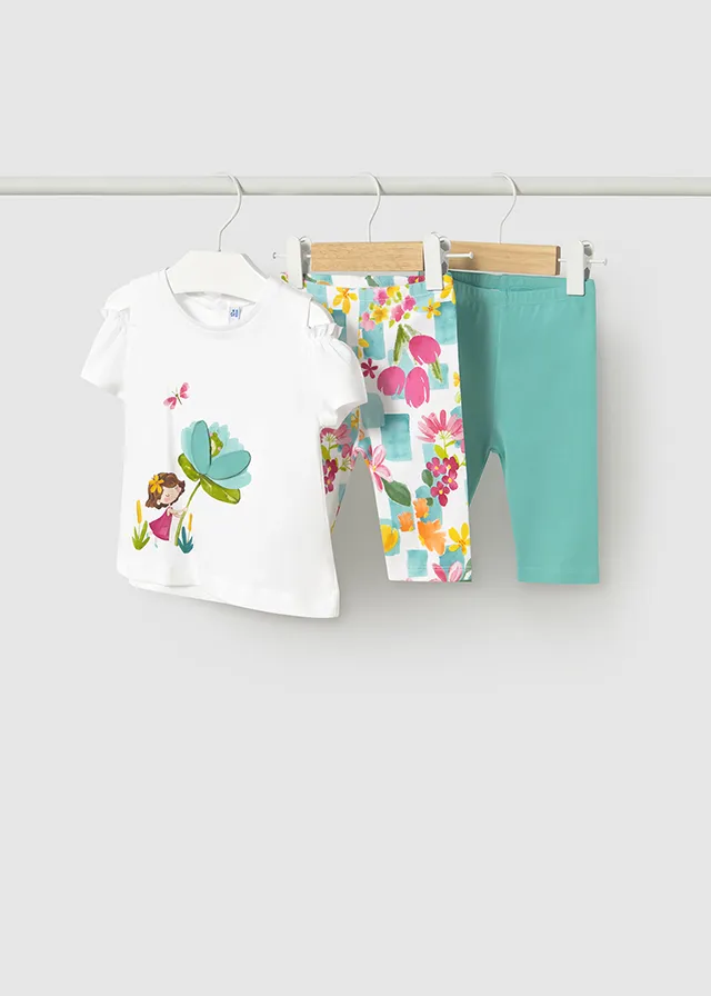 Conjunto 3 Piezas Leggings Turquesa