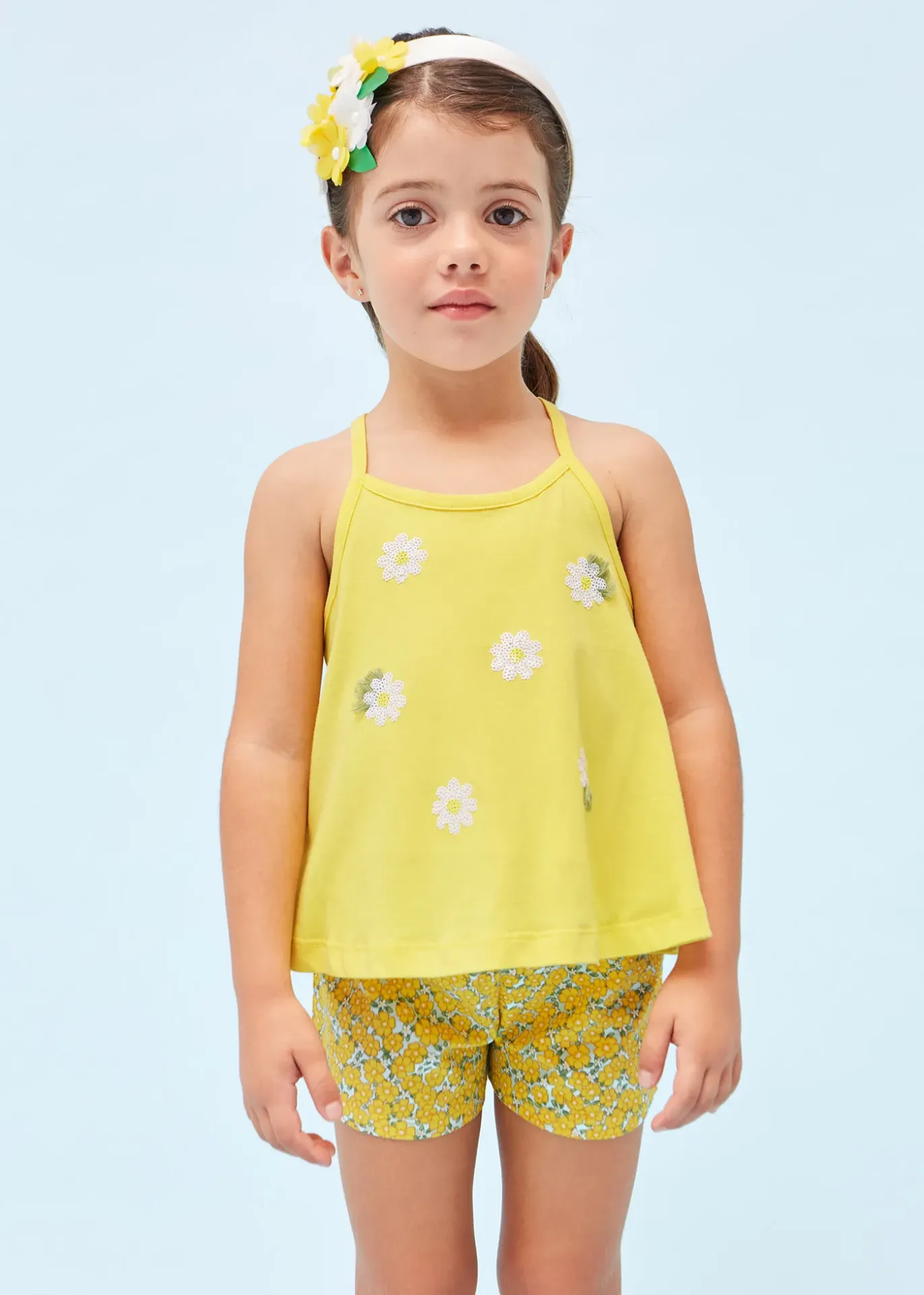 [3219] Conjunto Short Amarillo Floral Niña (2)