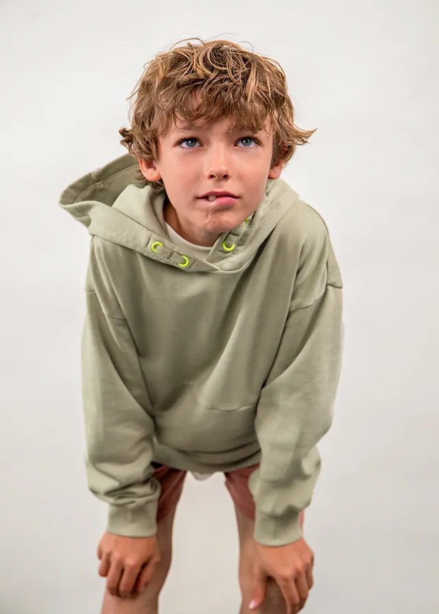[6424] Hoodie Verde Lavado