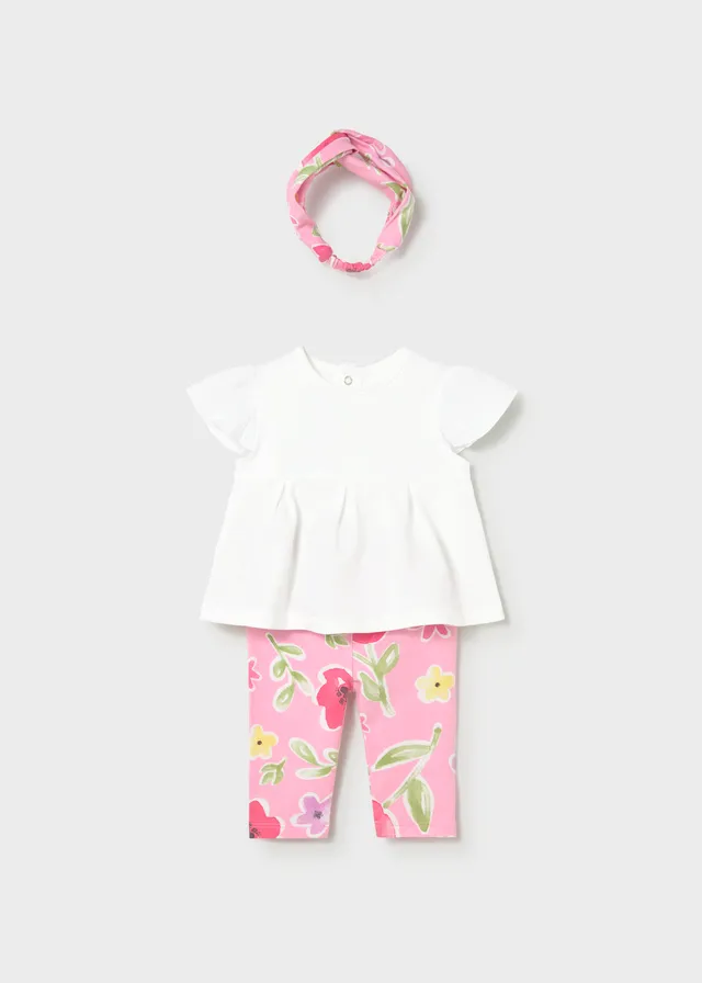Conjunto Blusa, Leggings y Balaca Rosa