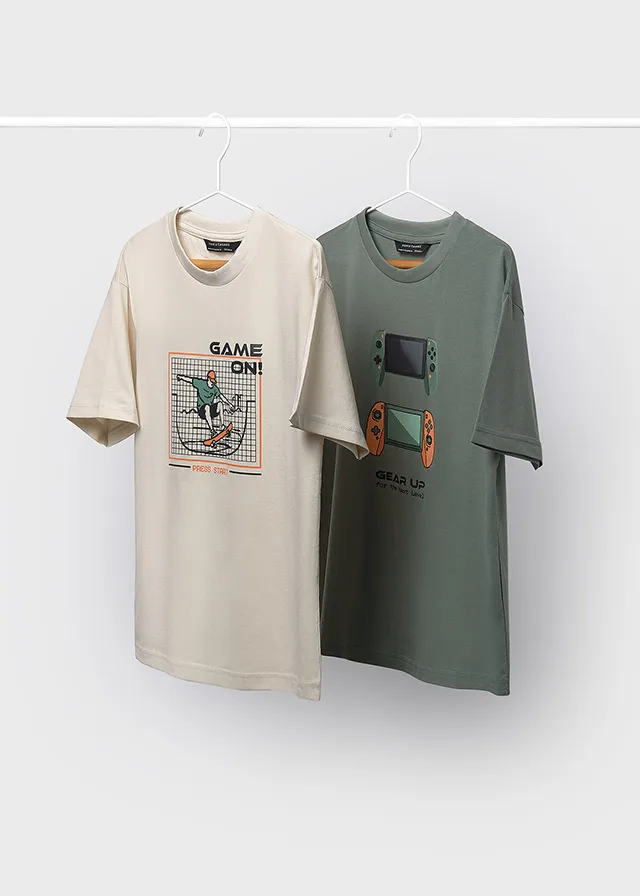 [6040] Camiseta Beige/ Verde Skater (10)
