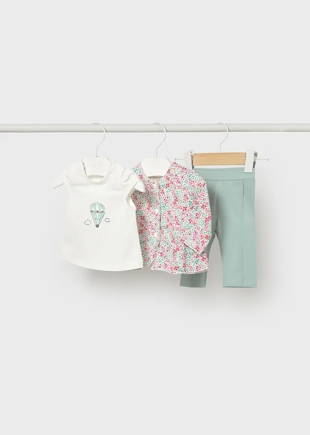 [1732] Conjunto 3 Piezas Con Saco Flores (12M)