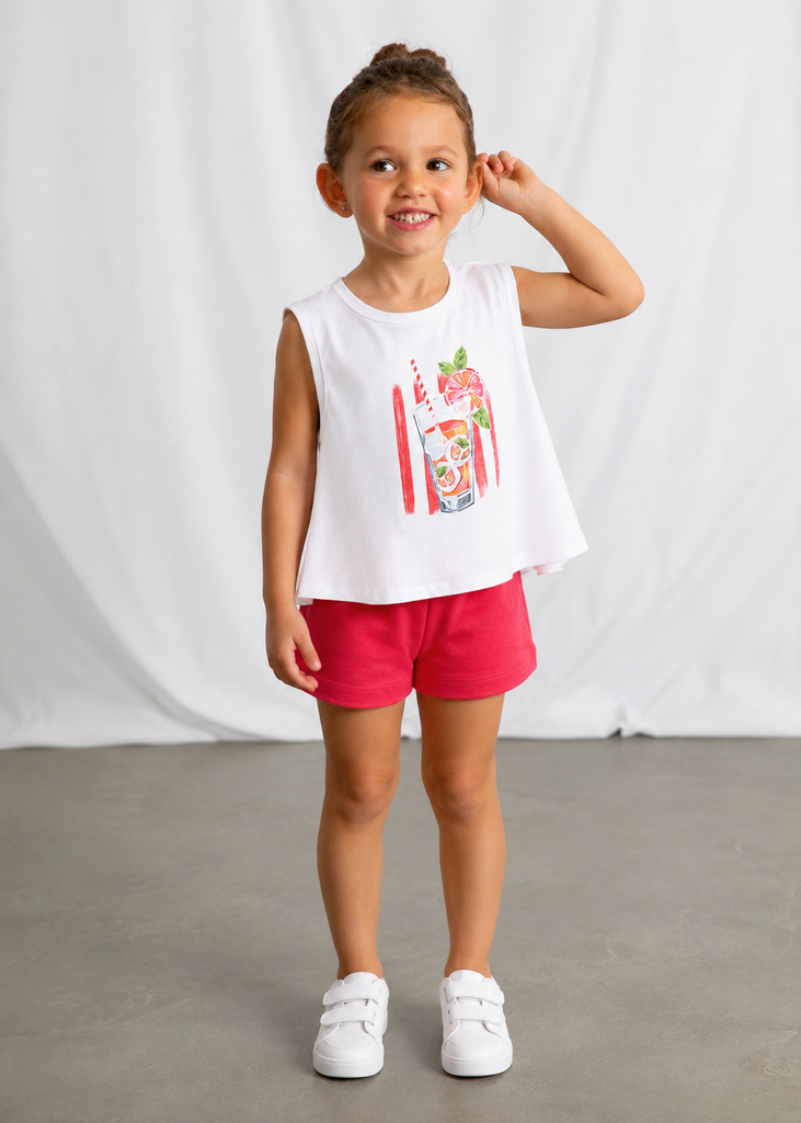 [3228] Conjunto Blusa y Short Rojo (2)