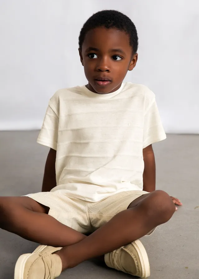 Camiseta Tejido de Punto Crema