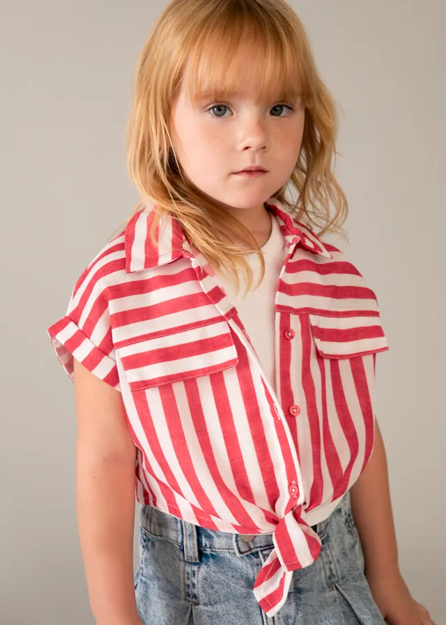 [3196] Set Top y Camisas Rayas Roja (3)