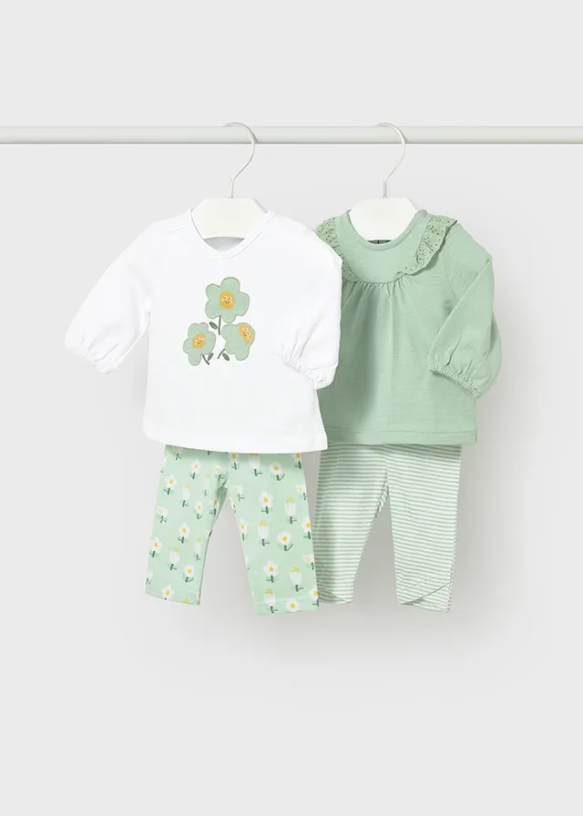 [1741] Conjunto Leggings Verde/ Rayas