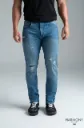 Jean Bota Tubo Rotos Azul Medio