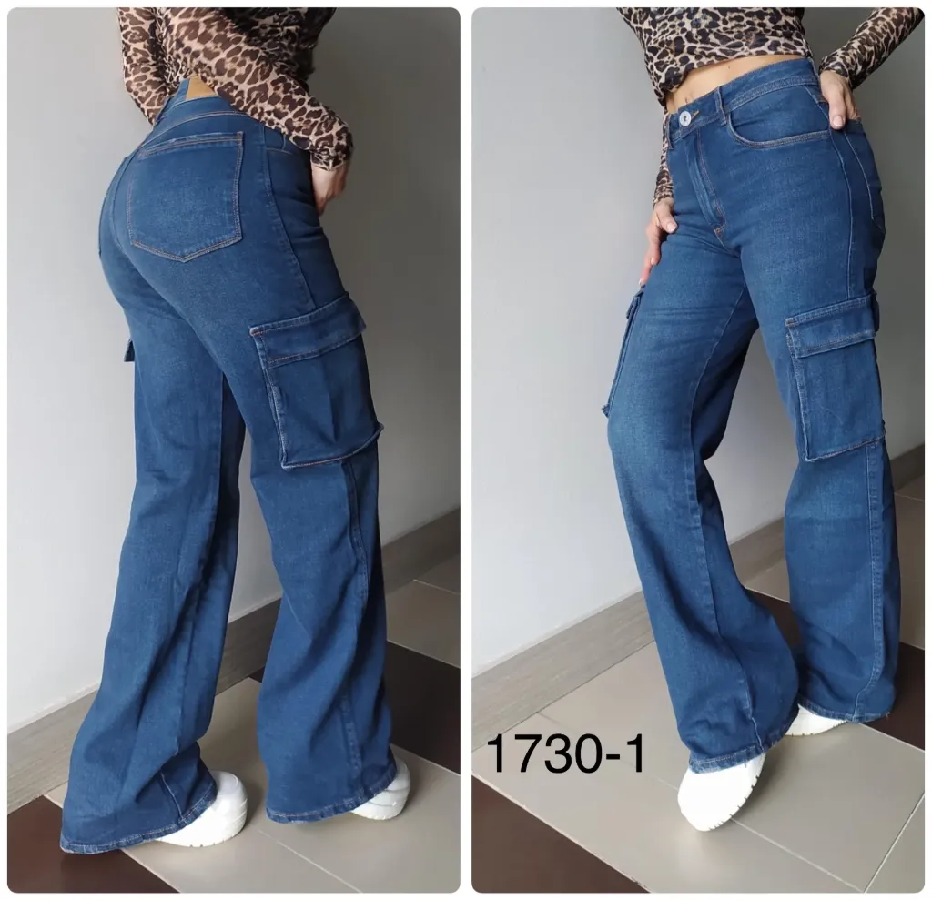 Jeans Palazzo Cargo Semi Alto