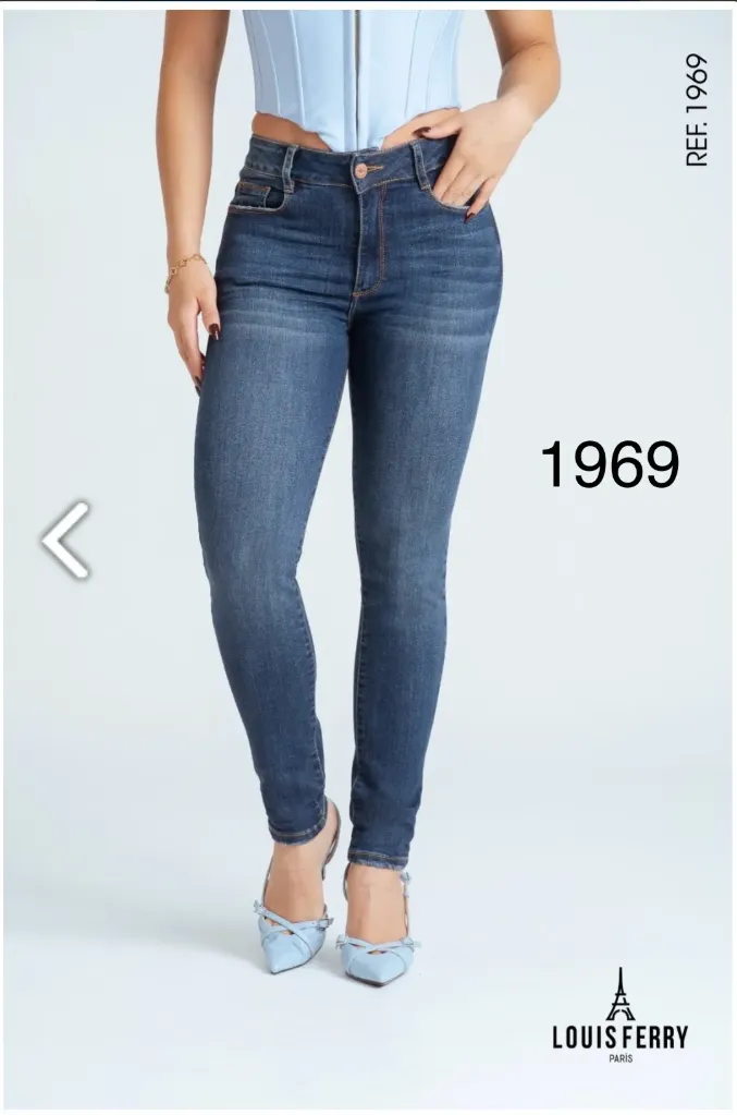 Jean Skinny Tiro Medio Azul Medio