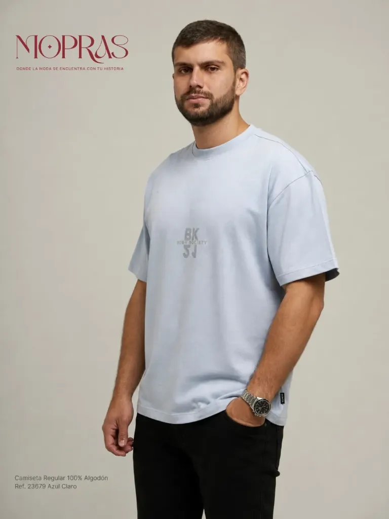 [23679] Camiseta Regular Azul Claro