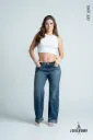 Wide Leg Bota Recta Azul Medio