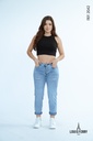 Jean Mom Fit Stretch Azul Claro Rotos