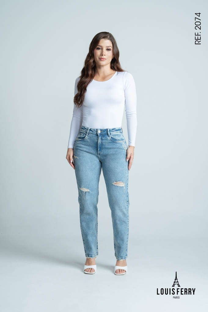 Jean Mom Fit Stretch Rotos
